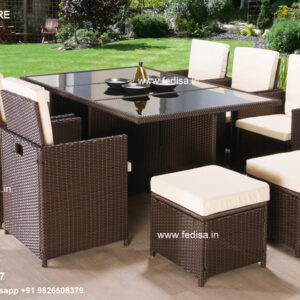 Fire Pit Dining Table Rattan Garden Dining Set Model No - 0054